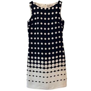 Banana Republic Women Black White Polka Dot Sleeveless Shift Dress Size 0 90s